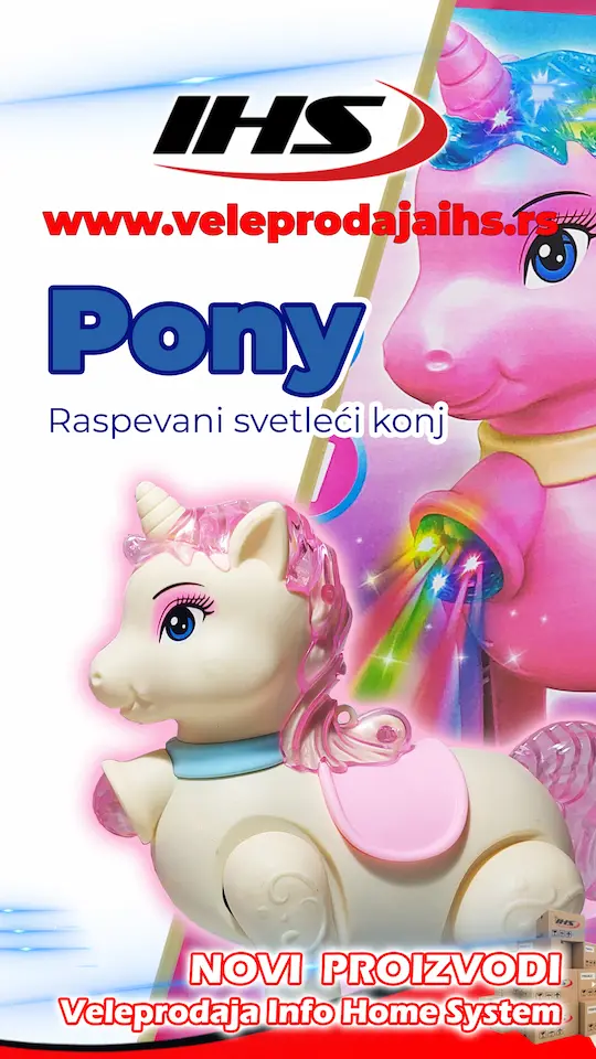 svetleća igracka pony na reklamnoj objavi veleprodaje info home system